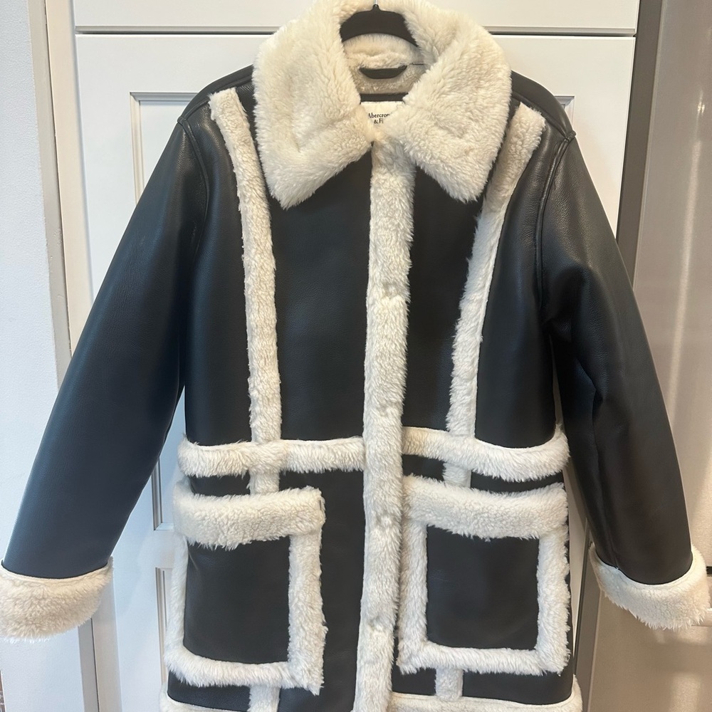 Abercrombie & Fitch Faux Leather and Fur Sherling Jacket